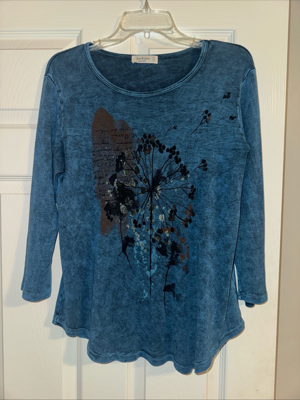 Blue Long-Sleeve Scoop Neck Floral Graphic Tee by And & Joe